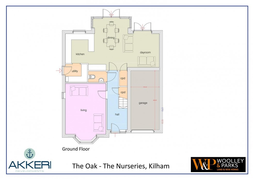 Floorplan for Plot 24, The Nurseries, Kilham, Driffield